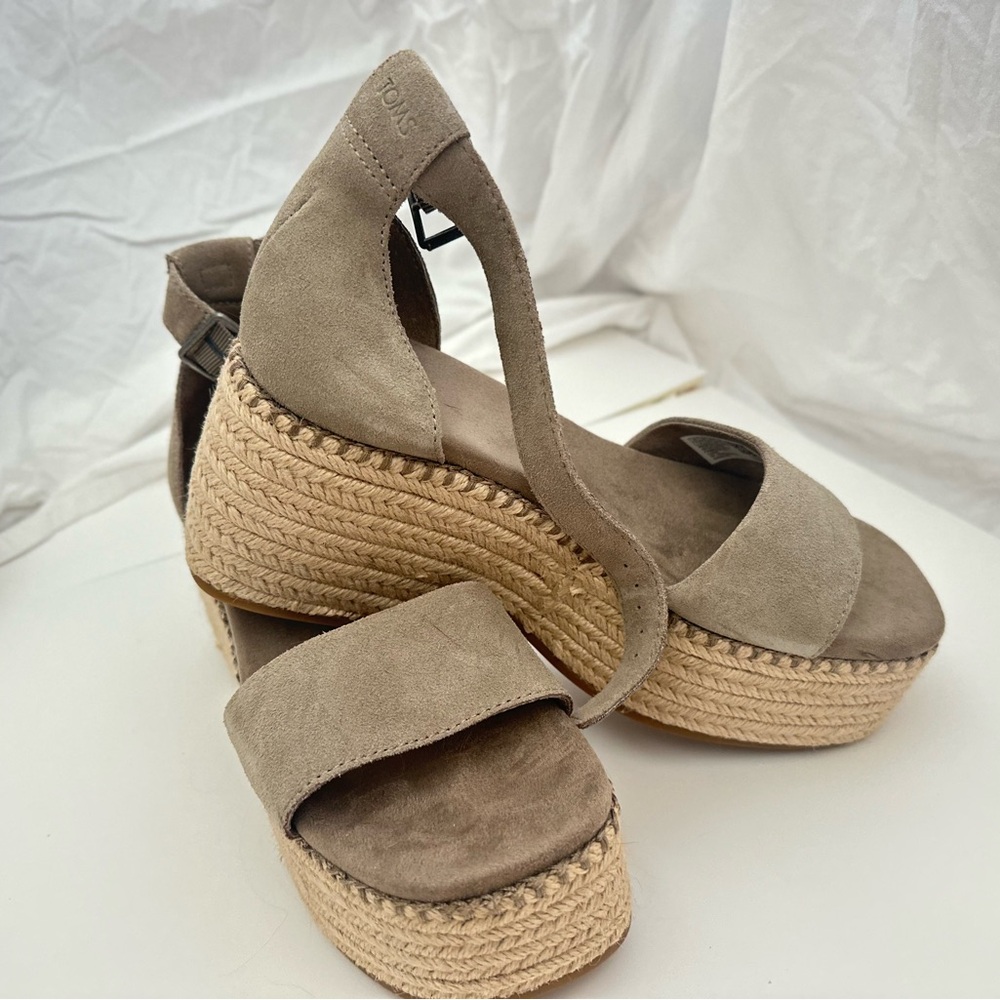 Toms Taupe Wedge Sandals